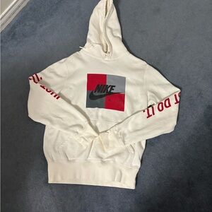 Nike Air Cream Hoodie with Red and Gray Design